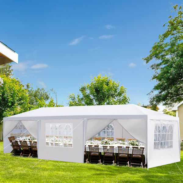 3x9M Heavy Duty Gazebo Marquee Canopy Waterproof Garden Party Tent W/ 8 Sides