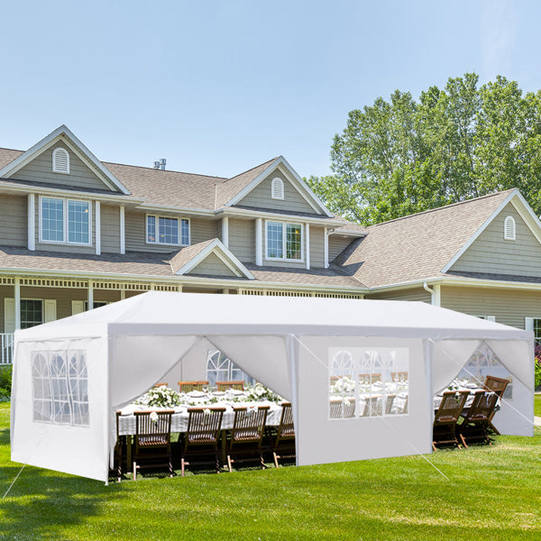 3x9M Heavy Duty Gazebo Marquee Canopy Waterproof Garden Party Tent W/ 8 Sides