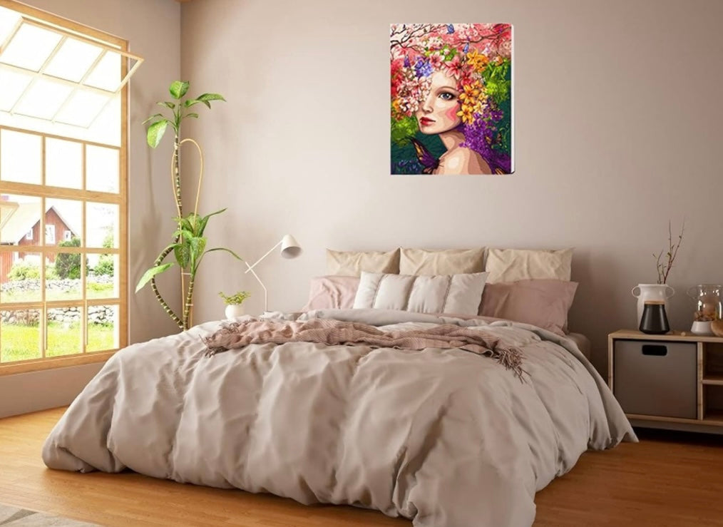 DIY PAINT BY NUMBERS ON CANVAS COLOURFUL WOMAN 40cm X 50cm