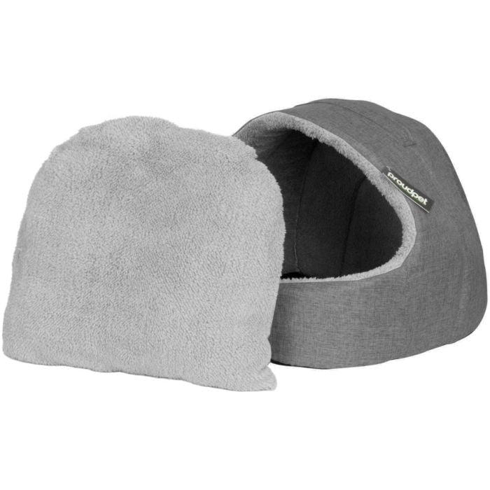 Soft Fleece Cat Igloo Bed Grey