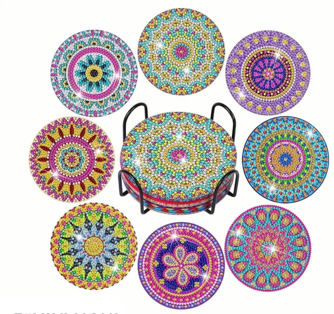 Diamond Painting Coasters Set of 8 With Holder