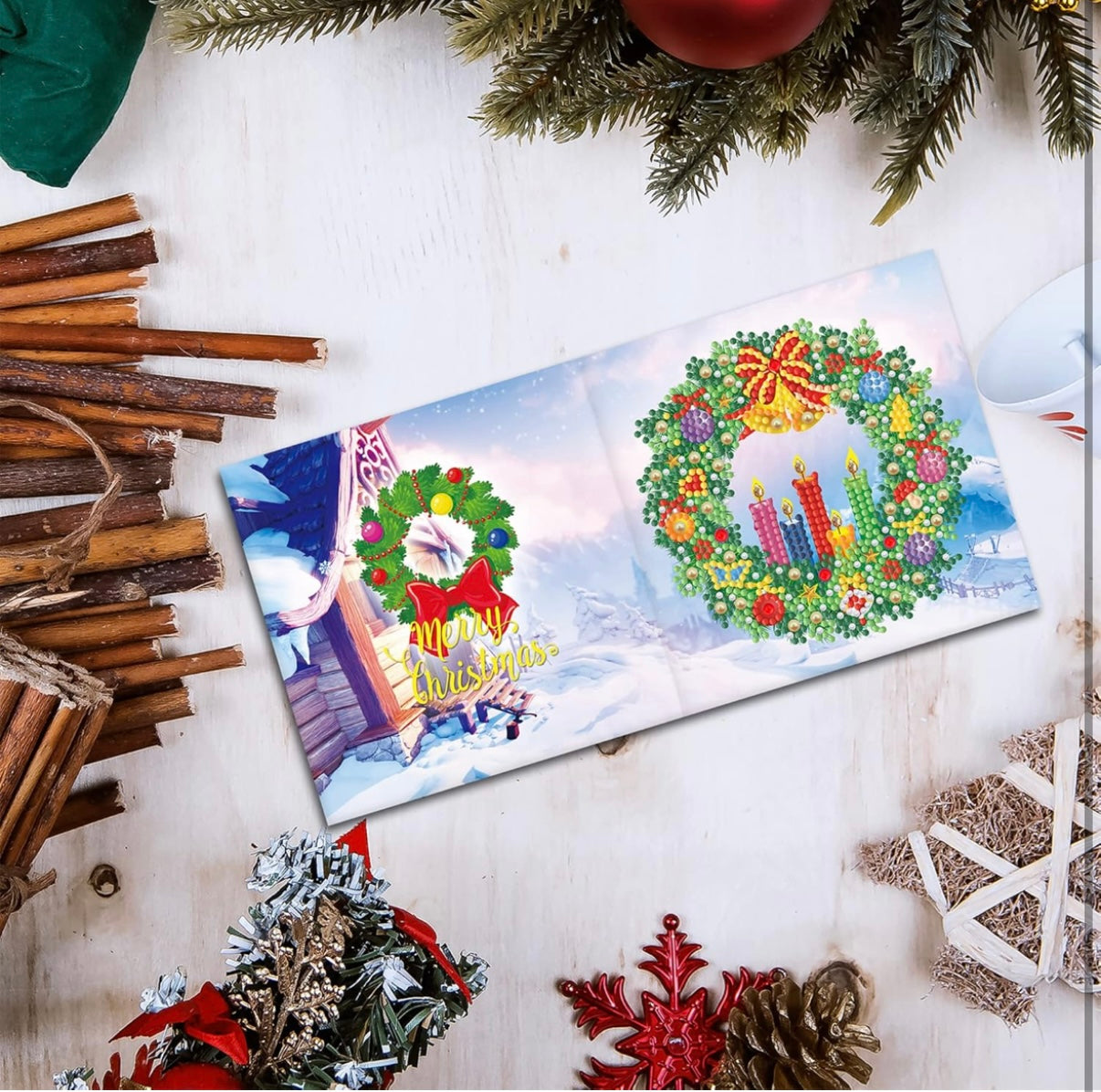 5D DIY Diamond Painting Christmas Art Card Handmade Greeting Cards Pack of 8