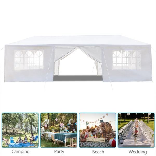 3x9M Heavy Duty Gazebo Marquee Canopy Waterproof Garden Party Tent W/ 8 Sides