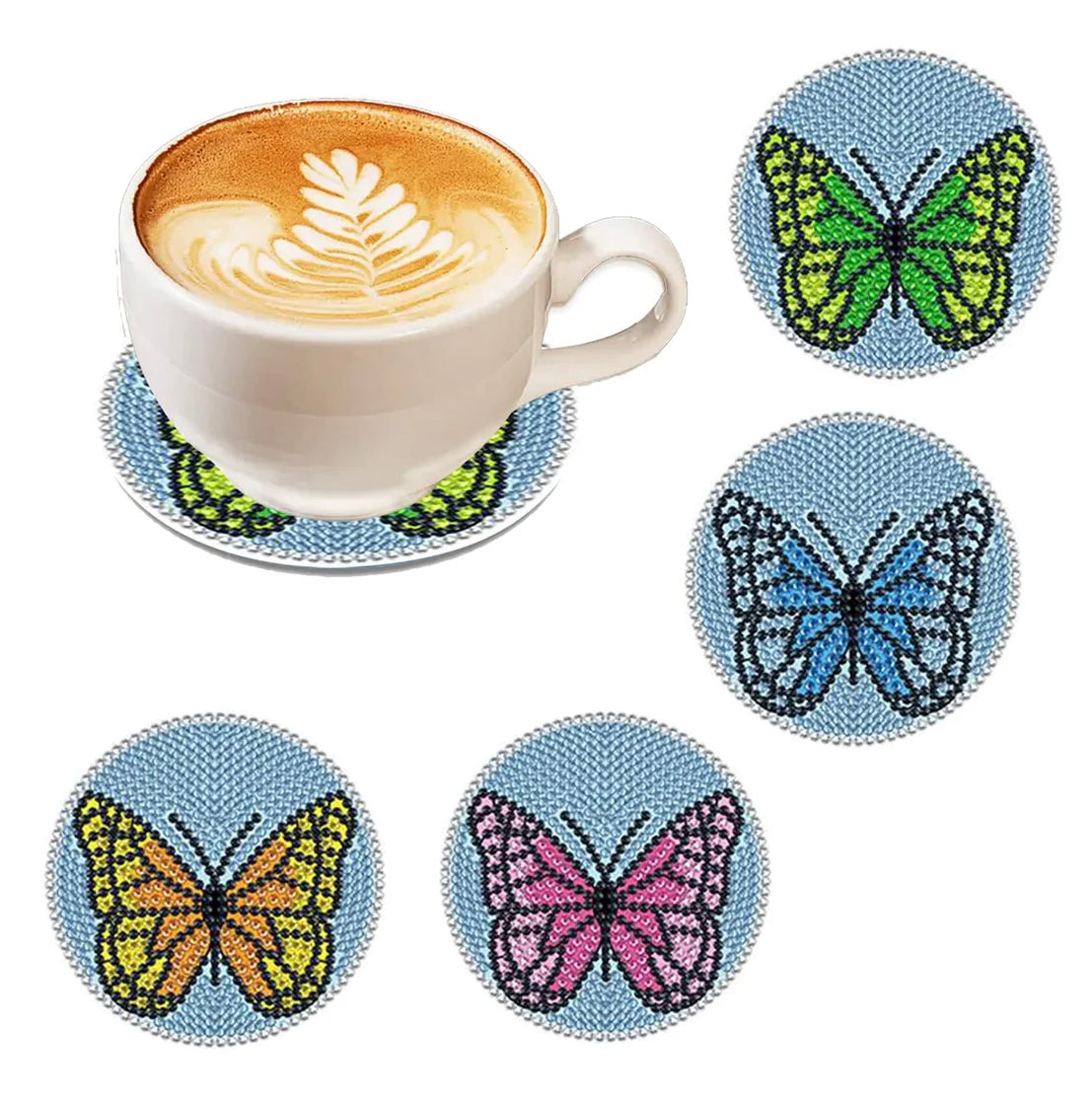 4 Pcs Diamond Paintings Coasters, DIY Coasters Small Diamond Painting Kits for Beginners, Adults & Kids Diamond Art Craft Supplies