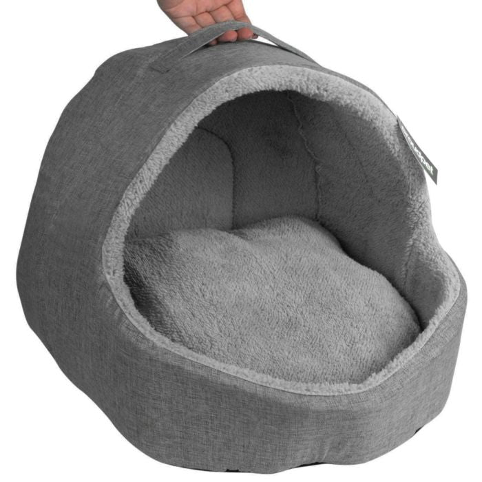 Soft Fleece Cat Igloo Bed Grey