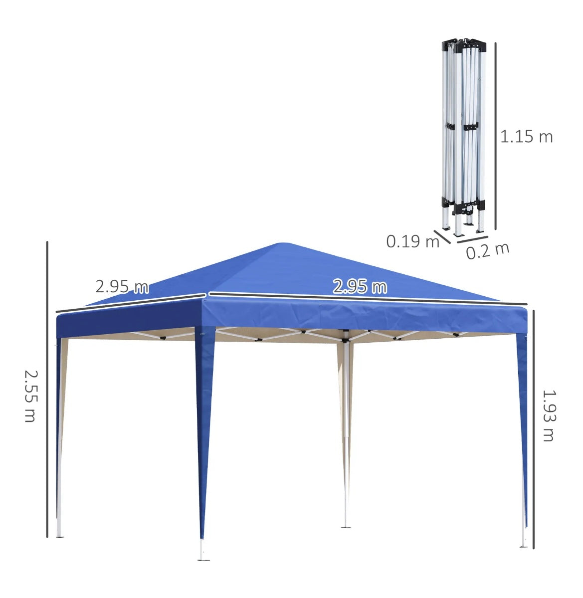 3X3M Garden Heavy Duty Pop Up Gazebo Marquee Party Tent Wedding Canopy Blue