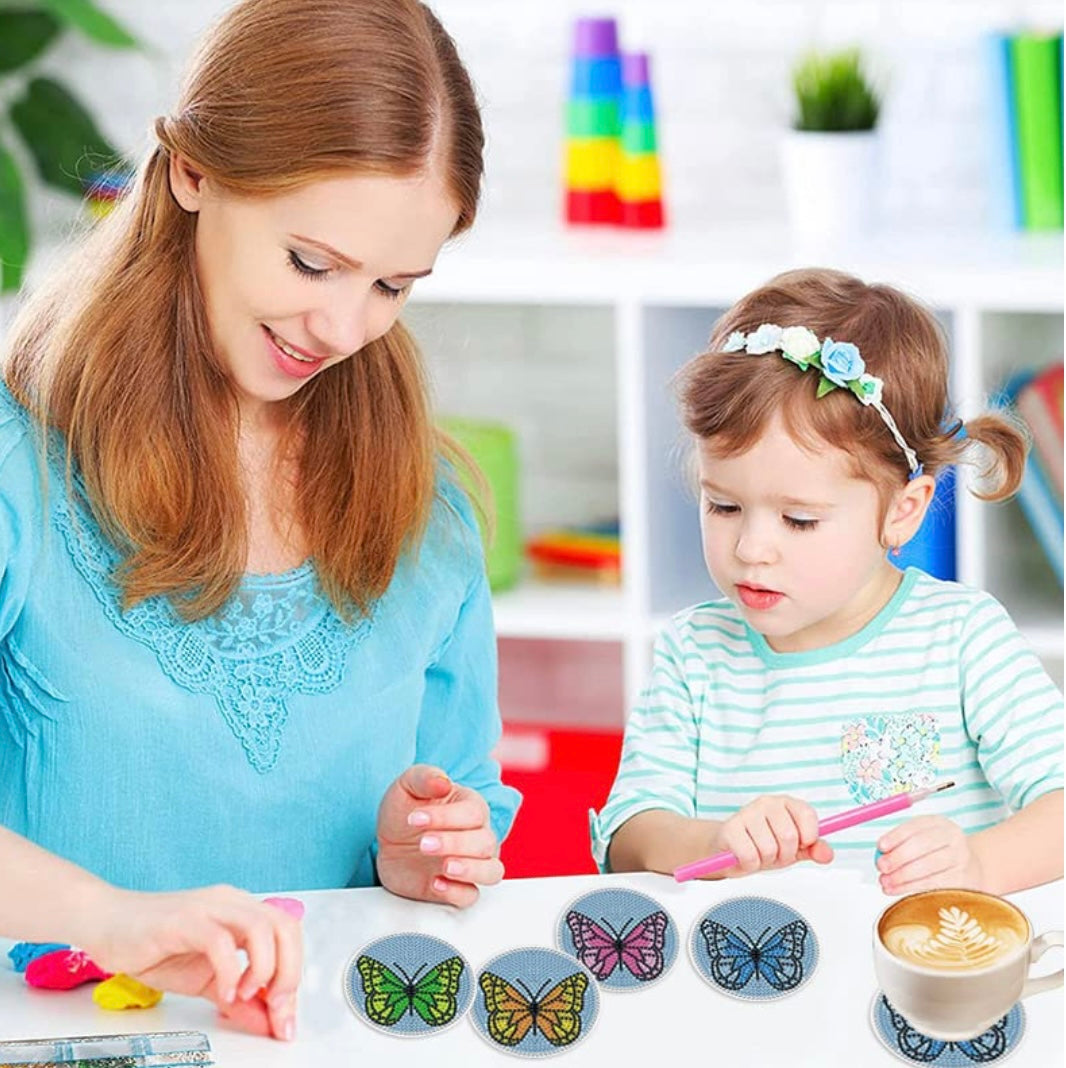 4 Pcs Diamond Paintings Coasters, DIY Coasters Small Diamond Painting Kits for Beginners, Adults & Kids Diamond Art Craft Supplies