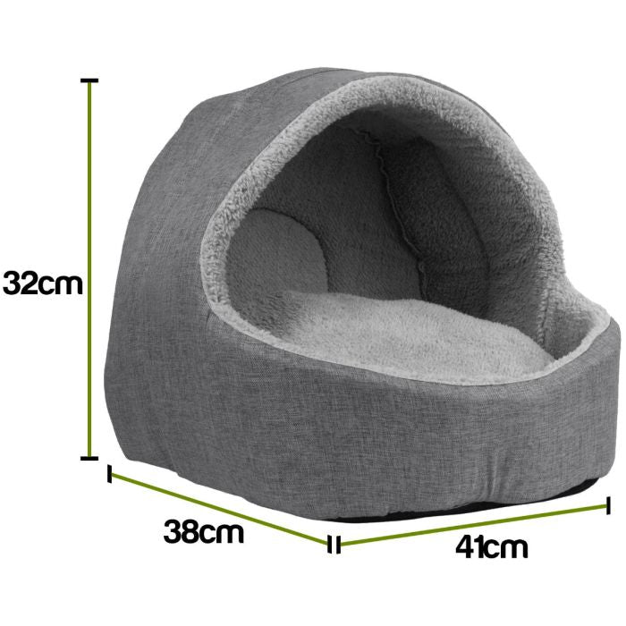 Soft Fleece Cat Igloo Bed Grey