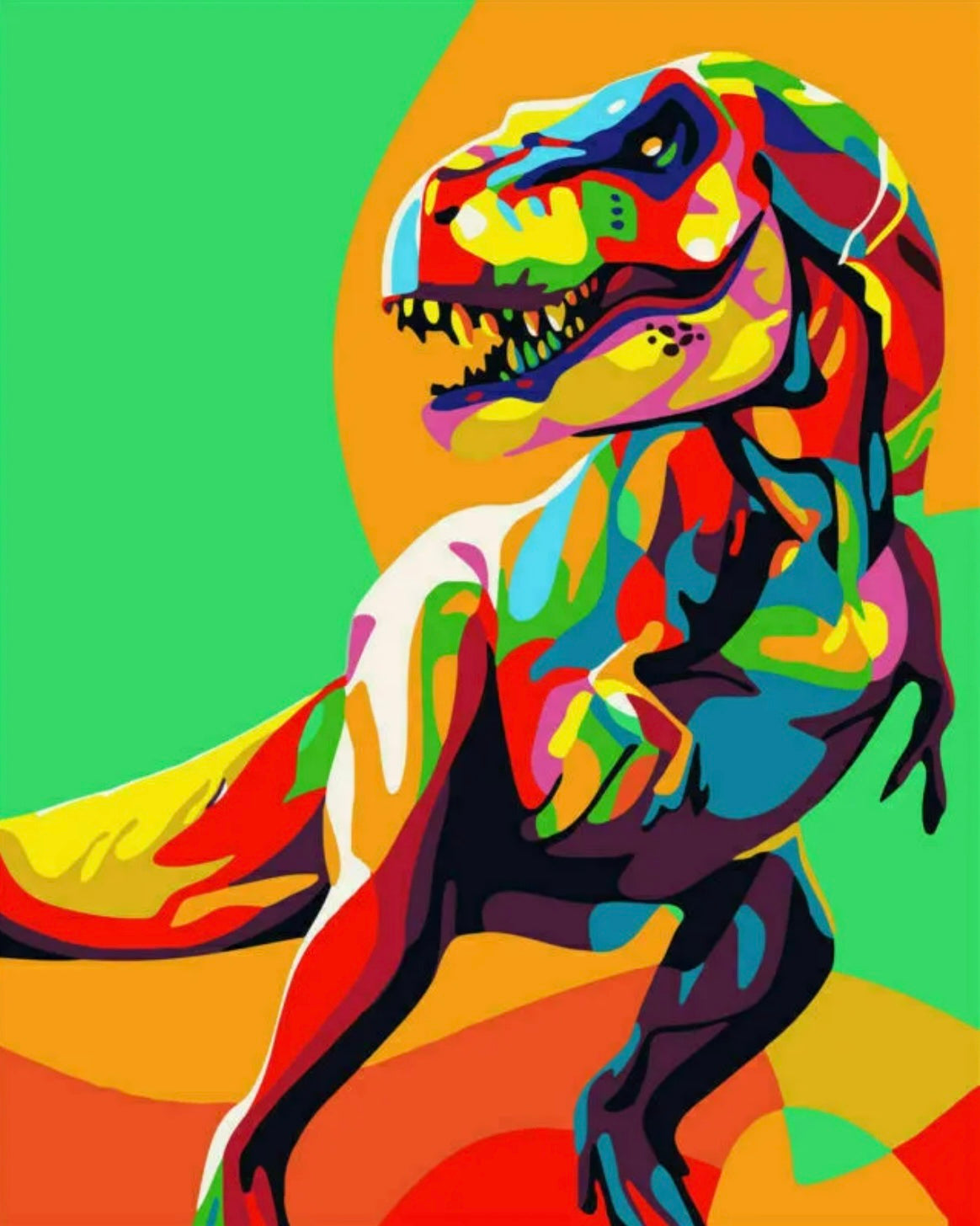 DIY PAINT BY NUMBERS ON CANVAS COLOURFUL DINOSAUR 40cm X 50cm