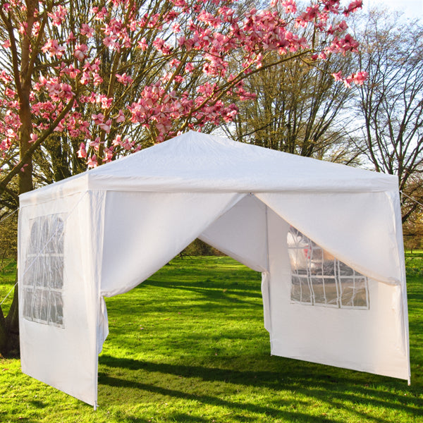 Gazebo With 4 Sides Garden Marquee PE Awning Beach Party Camping Tent 3x3m