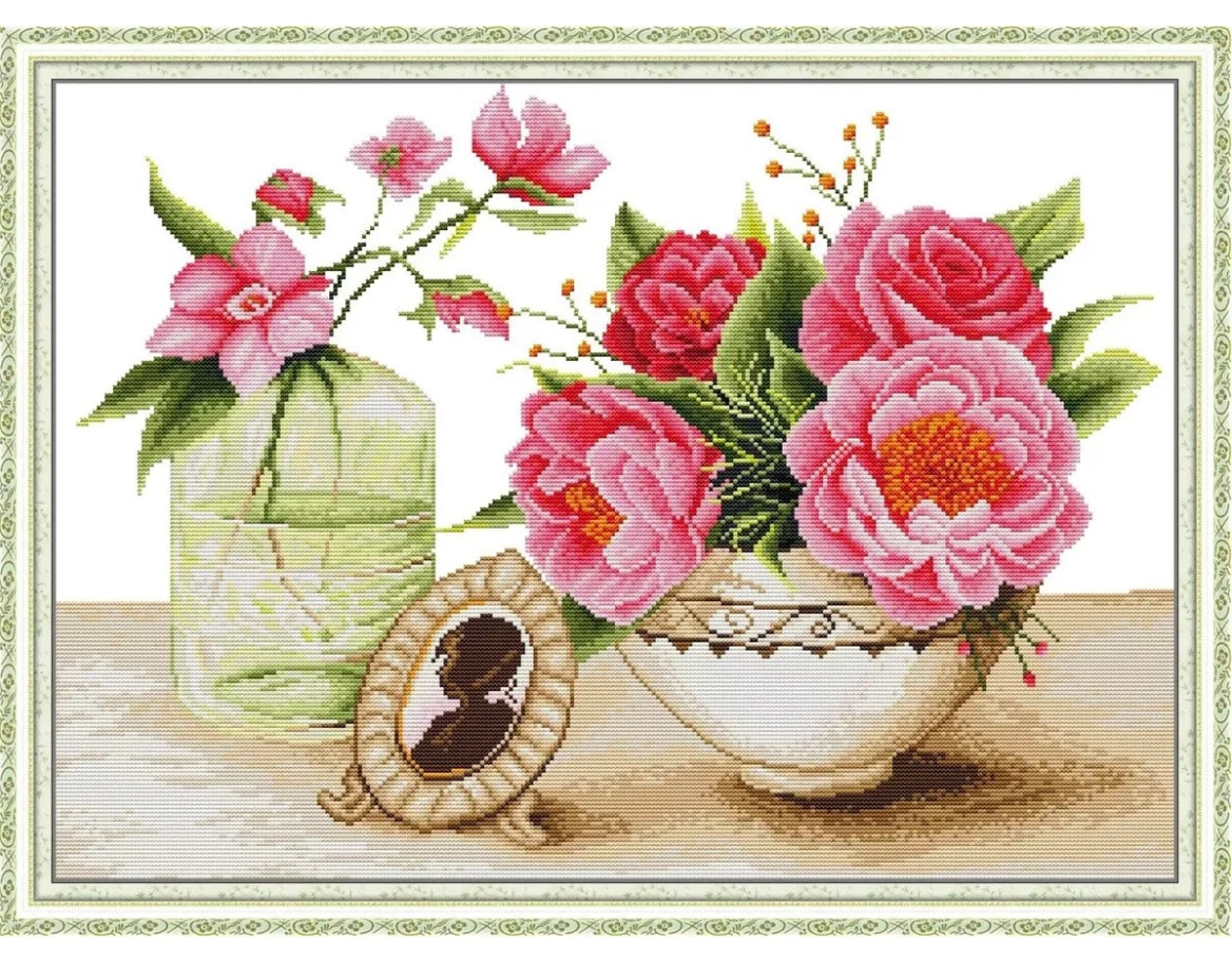 Floral Cross Stitch 58x43cm