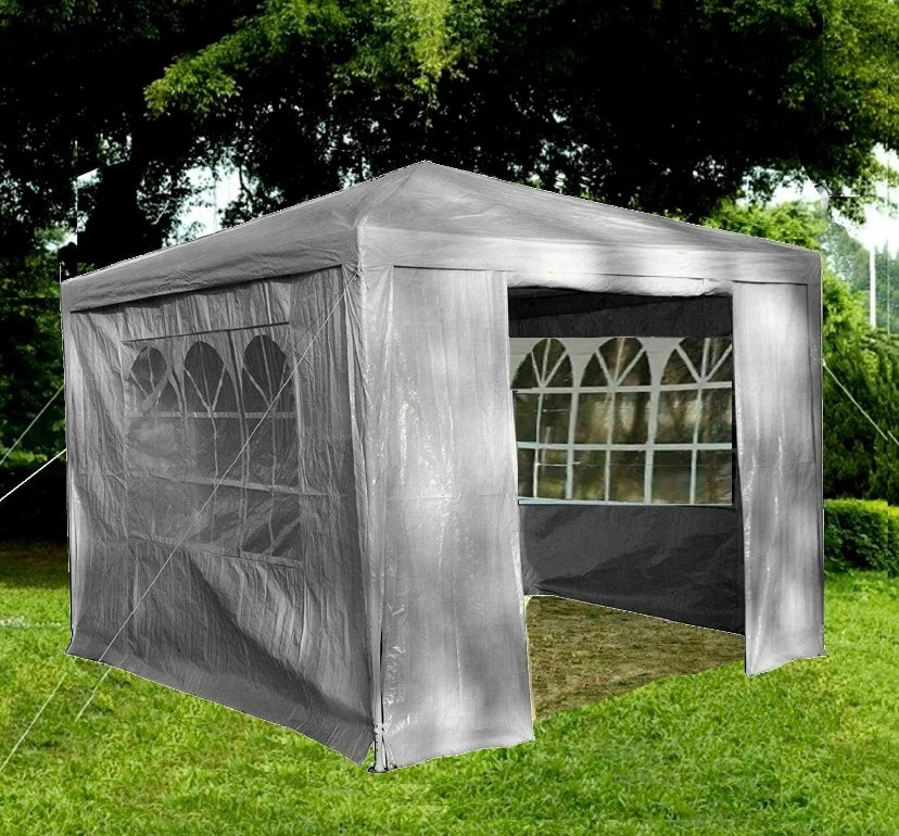 3x3m Gazebo Marquee Canopy Garden Party Tent With Side Panels