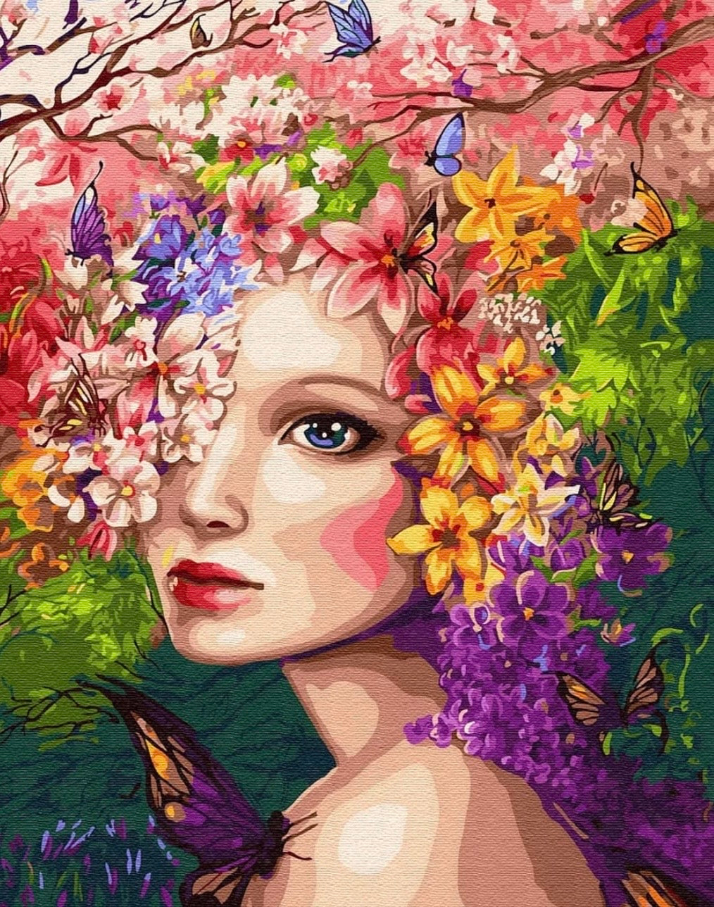 DIY PAINT BY NUMBERS ON CANVAS COLOURFUL WOMAN 40cm X 50cm