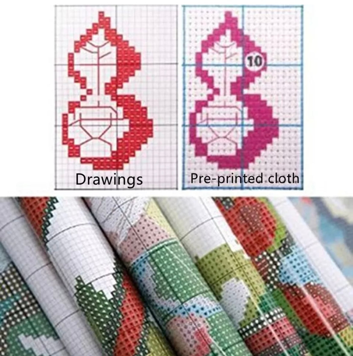 Floral Cross Stitch 58x43cm