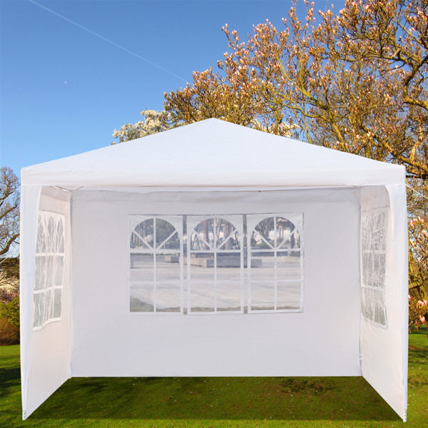 Gazebo With 3 Sides Garden Marquee PE Awning Beach Party Camping Tent Canopy 3x3m