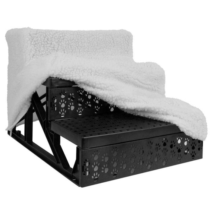 Pet Stairs Fleece Covered Small Dog Ladder Steps Staircase Puppy Fluffy Ramp
