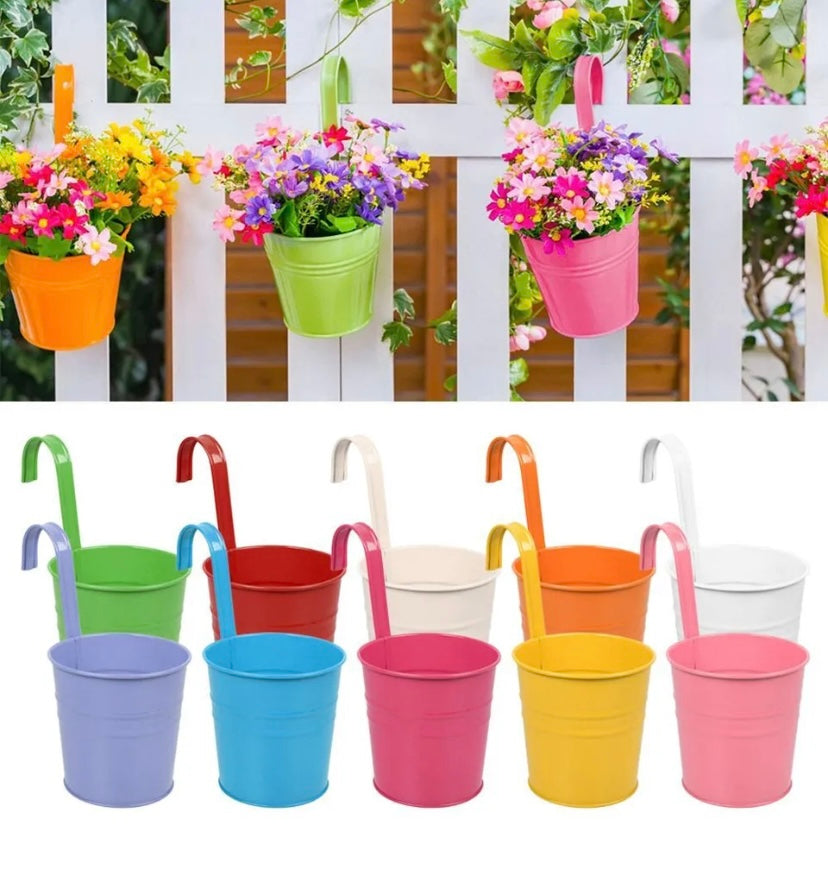 10 x Metal Hook Flower Pot Hanging Planters Fence Garden Pots