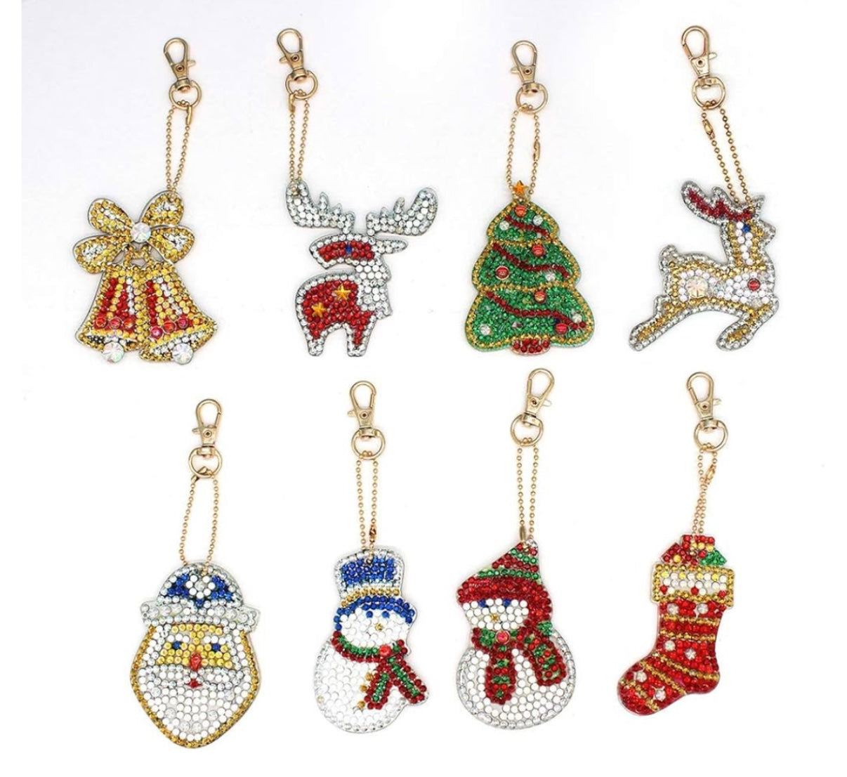 8 Pieces Christmas Diamond Painting Keyring’s