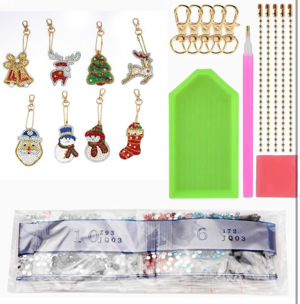 8 Pieces Christmas Diamond Painting Keyring’s